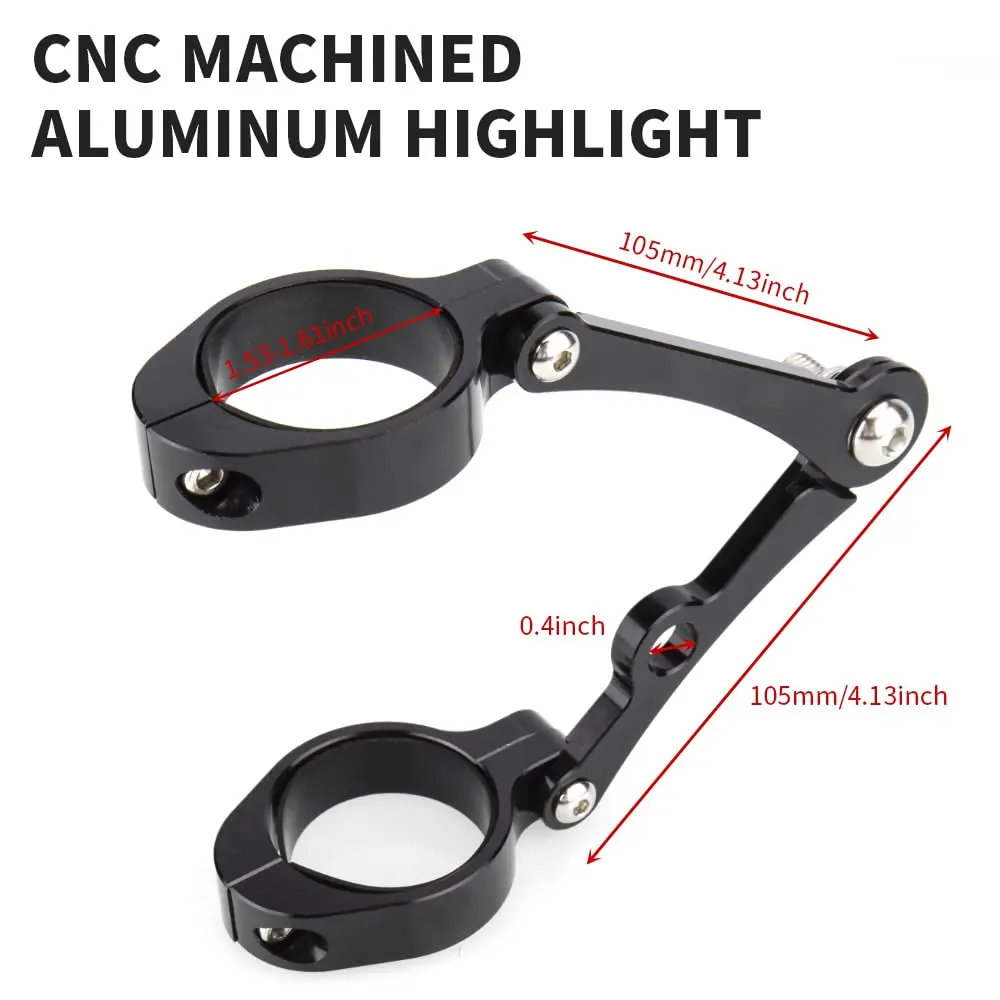 KICRY Black Motorcycle Mount Bracket 39-41mm | CNC Aluminum Headlamp Support - view 5
