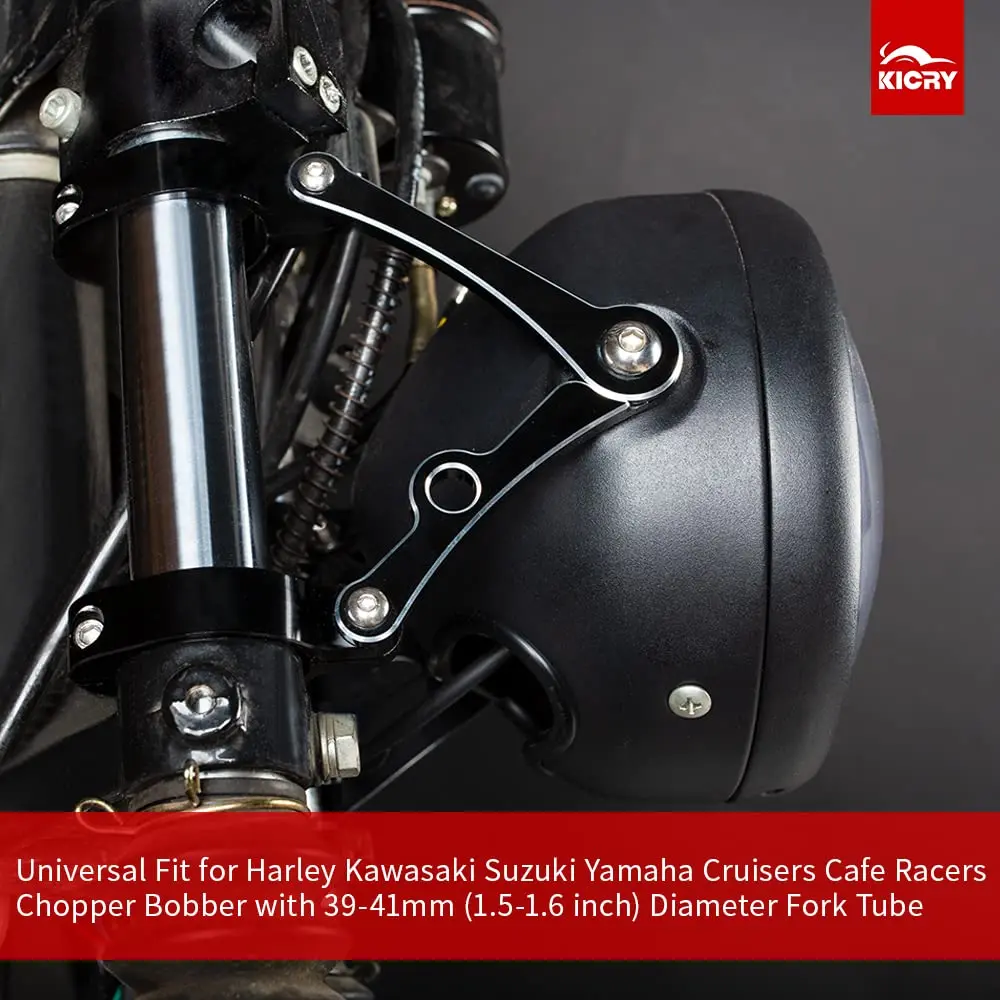 KICRY Black Motorcycle Mount Bracket 39-41mm | CNC Aluminum Headlamp Support - view 2