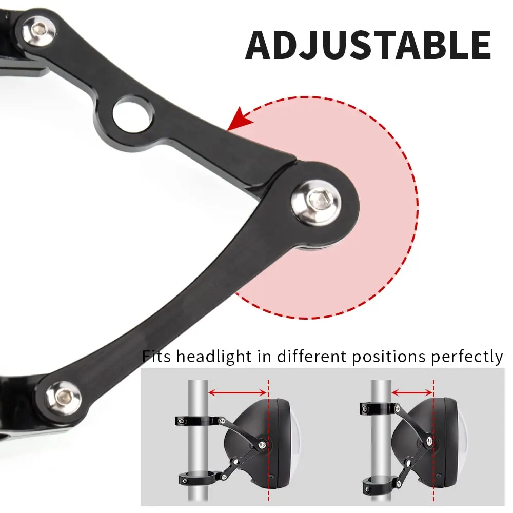 KICRY Black Motorcycle Mount Bracket 39-41mm | CNC Aluminum Headlamp Support - view 3
