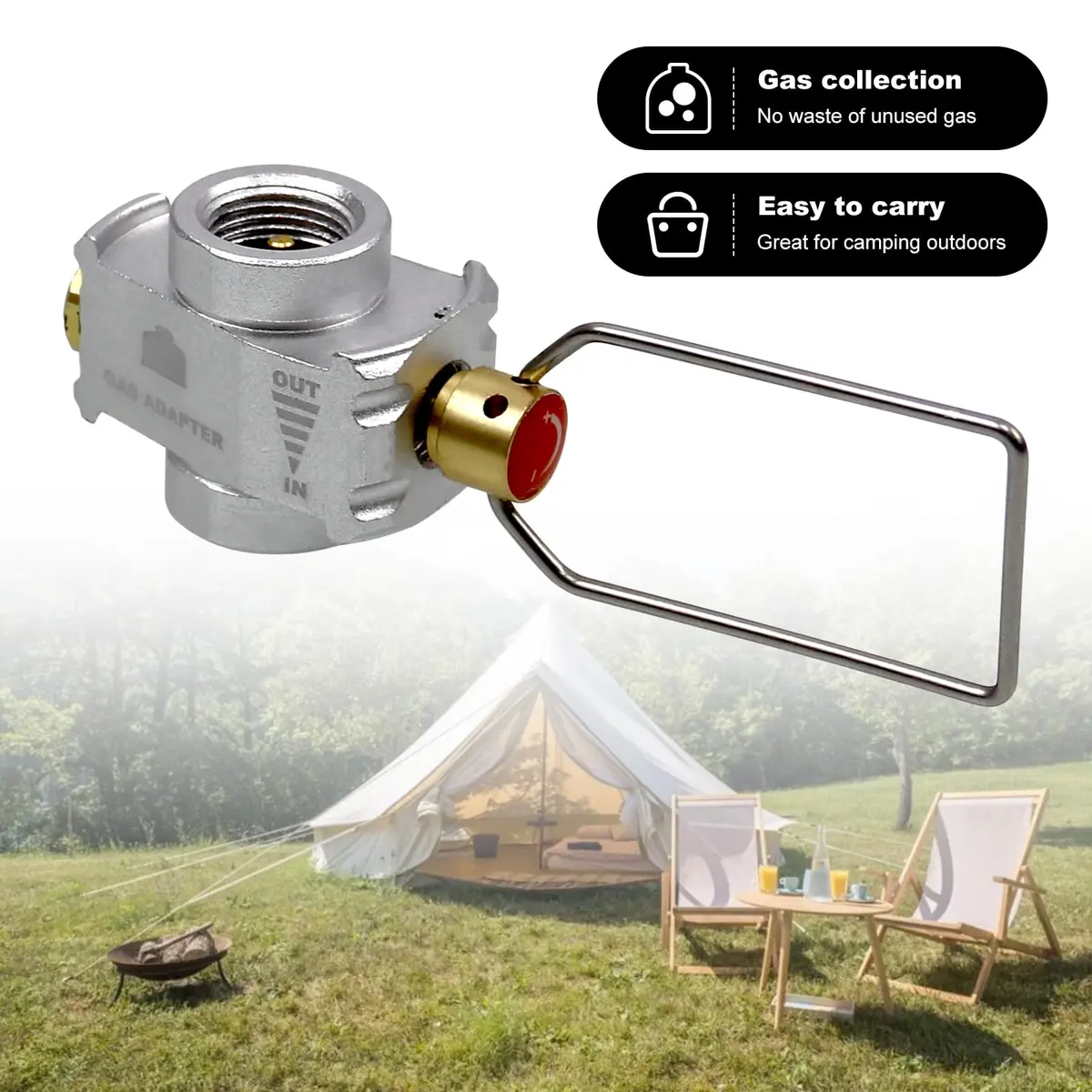 RULLINE Fuel Transfer Adapter for Camping & Hiking | Aluminum, Portable, Refillable Gas Canister Vent Valve - view 6