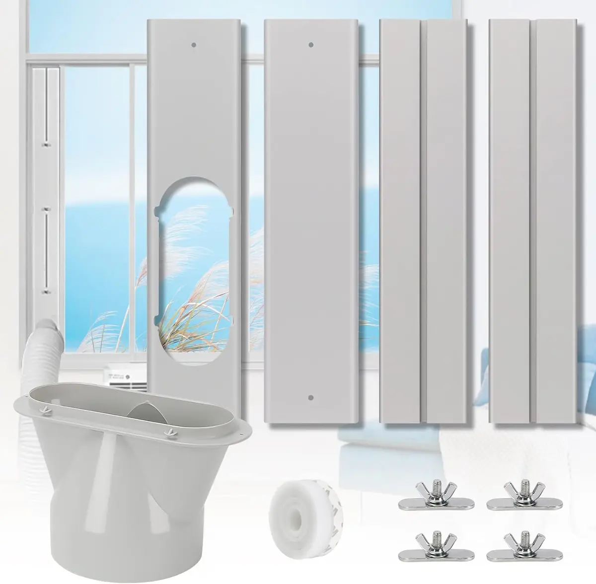 UNAOIWN Portable AC Window Vent Kit 5.1" | Adjustable, Durable PVC, Fits Most Portable ACs - main product image
