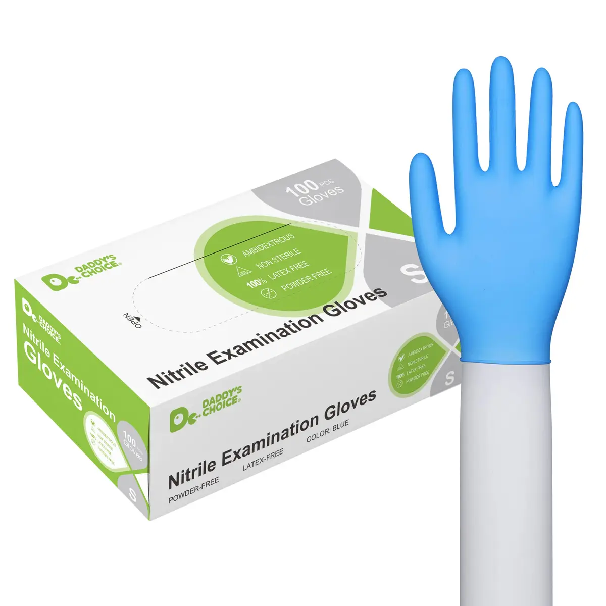 Daddy's Choice Medical Nitrile Examination Gloves Small | Powder Free, Latex Free, Ultra-Strong, Food Safe - main product image