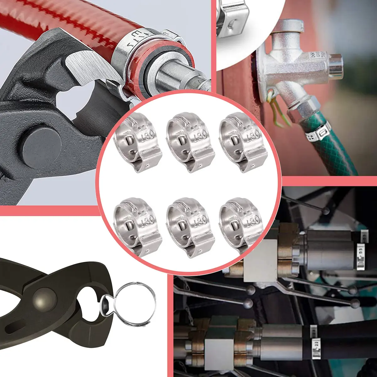 Alfykym 40 Pack 22.4mm-25.6mm Single Ear Hose Clamps | Stainless Steel PEX Cinch Clamps for Secure Plumbing - view 2