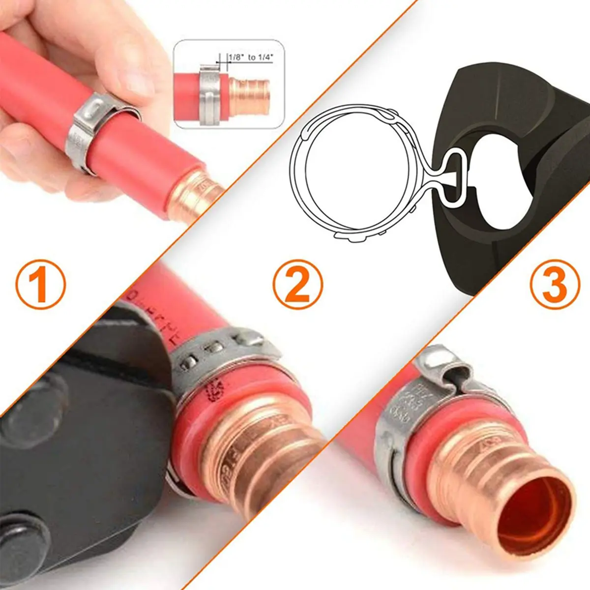 Alfykym 40 Pack 22.4mm-25.6mm Single Ear Hose Clamps | Stainless Steel PEX Cinch Clamps for Secure Plumbing - view 4