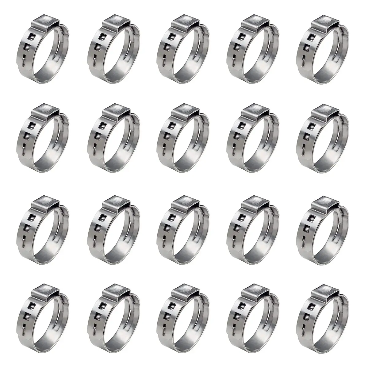 Alfykym Single Ear Hose Clamps 20.3mm-23.5mm (0.8-0.92 inch) | 304 Stainless Steel PEX Cinch Clamps - main product image