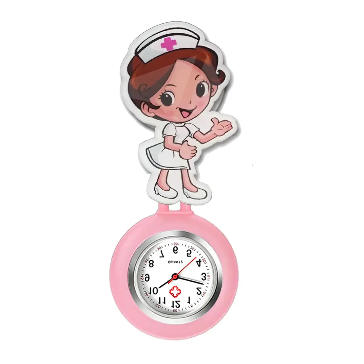 AGEN KGEN Nurse Watch Cute Nurse Clip-On Retractable Fob Watch 4cm (1.57in) | Easy-Read Analog Dial - main product image