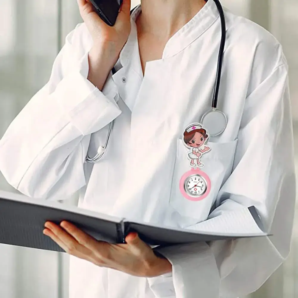 AGEN KGEN Nurse Watch Cute Nurse Clip-On Retractable Fob Watch 4cm (1.57in) | Easy-Read Analog Dial - view 4