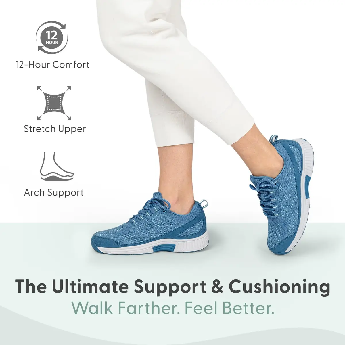 Orthofeet Coral Orthopedic Women Sneakers, Blue, Size 7 Wide | Supportive, Comfortable Fit for Active Women - view 2