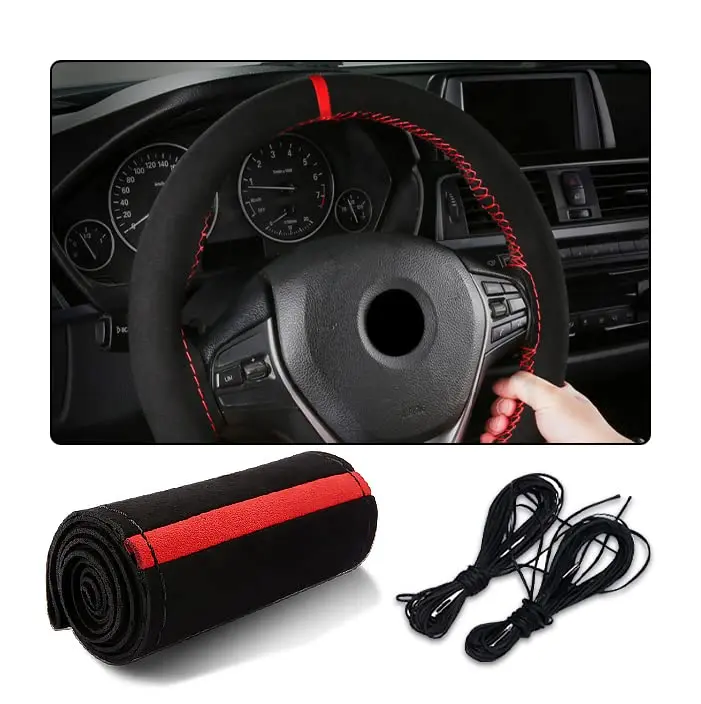 AUCELI Car Steering Wheel Cover 15 Inch Genuine Leather Universal Auto Interior - view 2