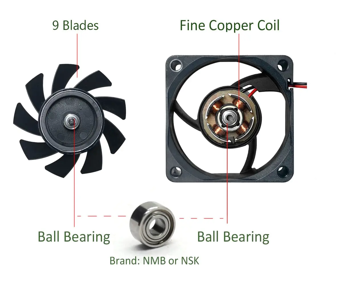 ANVISION 60mm x 15mm DC 12V Brushless Cooling Fan | Dual Ball Bearing for Electronics - view 4