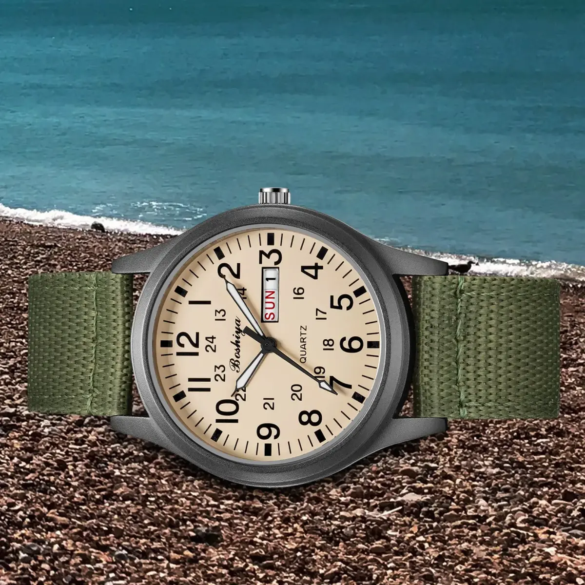 BOSHIYA Men's 40mm Outdoor Sports Waterproof Analogue Quartz Watch with Date Calendar | Japanese Movement - view 3