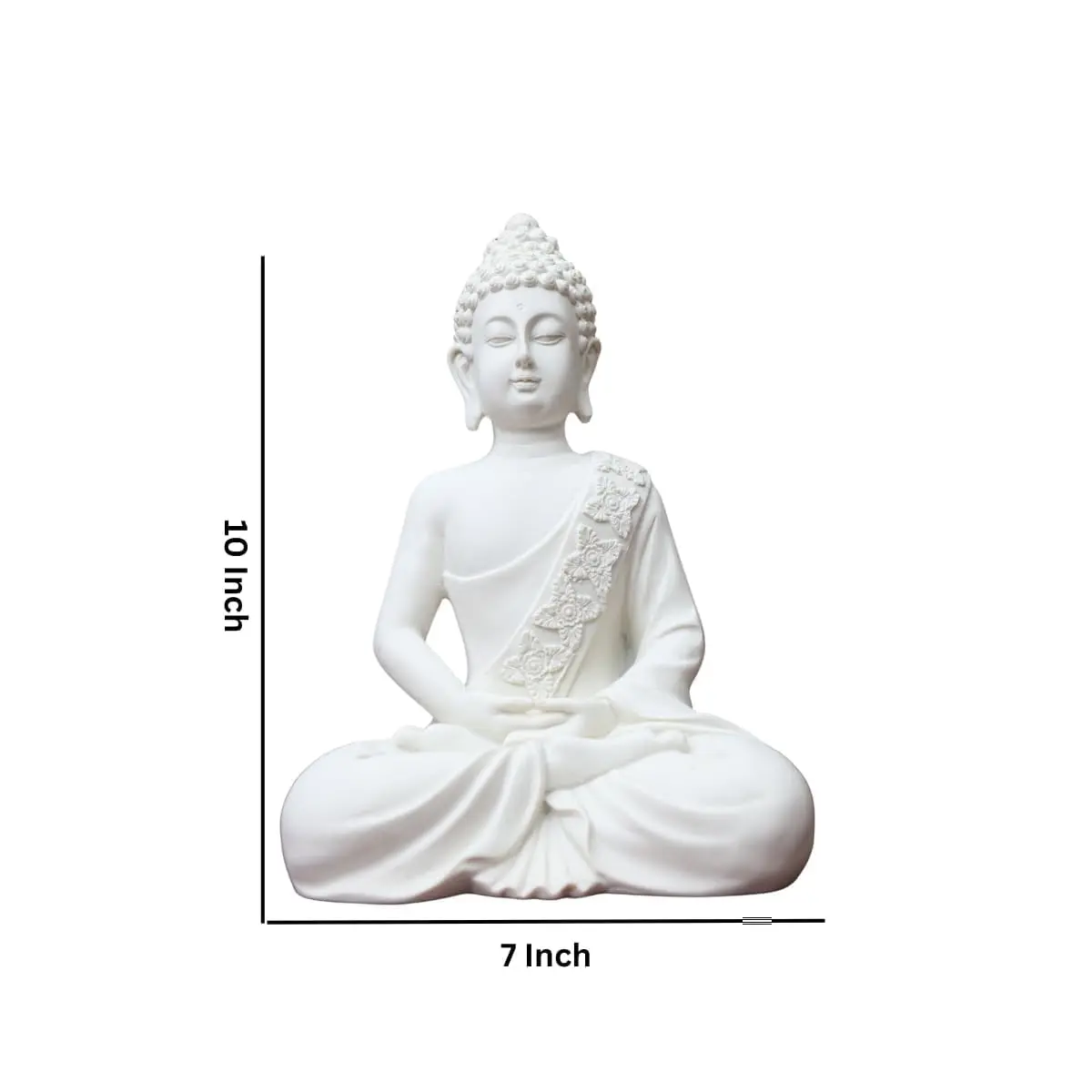 The Advitya Meditating White Buddha Statue Resin 36cm (14.2in) | Serene Home Decor Sculpture for Prayer, Yoga, and Goodluck - view 6