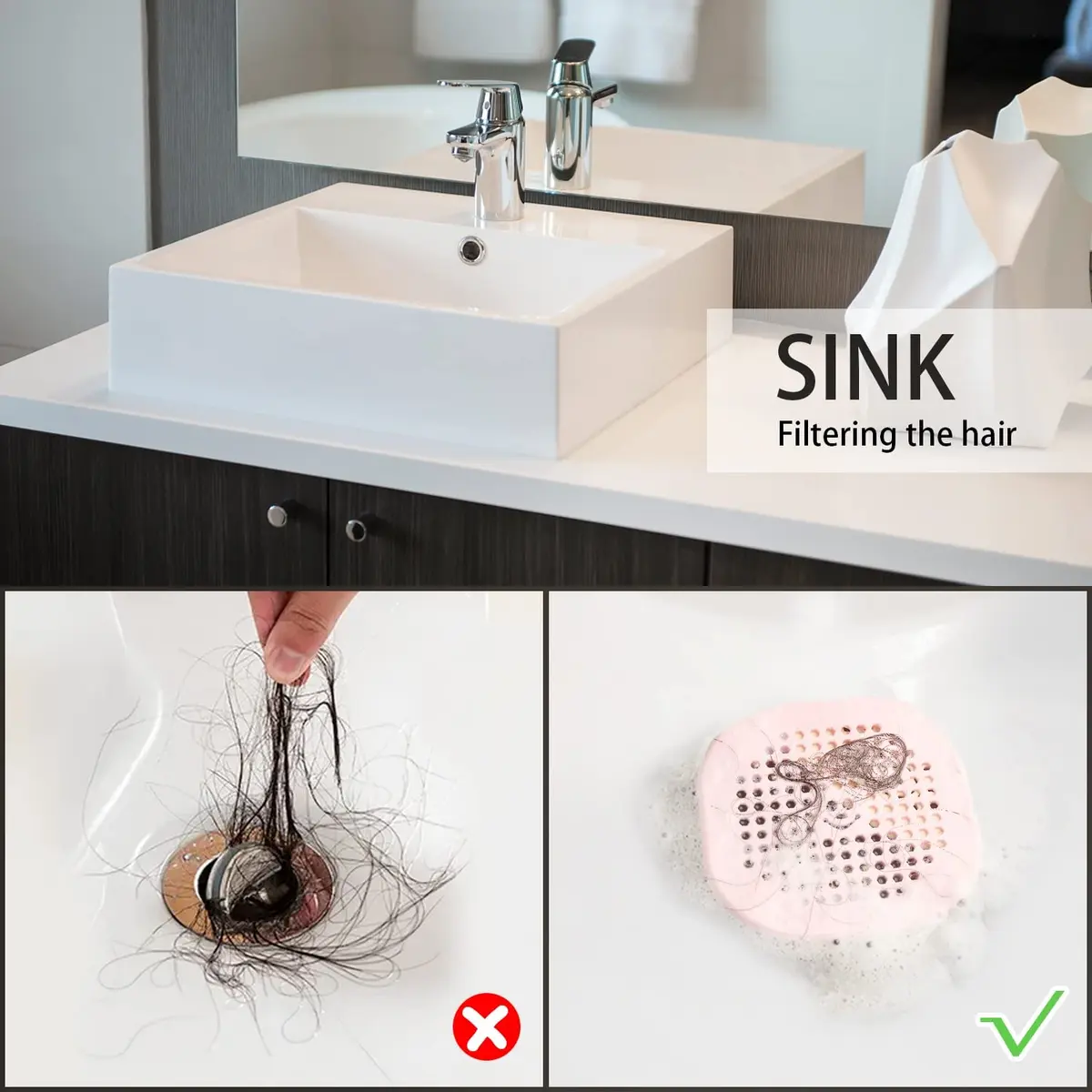 Couidl Drain Hair Catcher Silicone Drain Cover 2 Pack | Deep Purple, Anti-Clogging, Easy Install (70-120 chars) - view 4