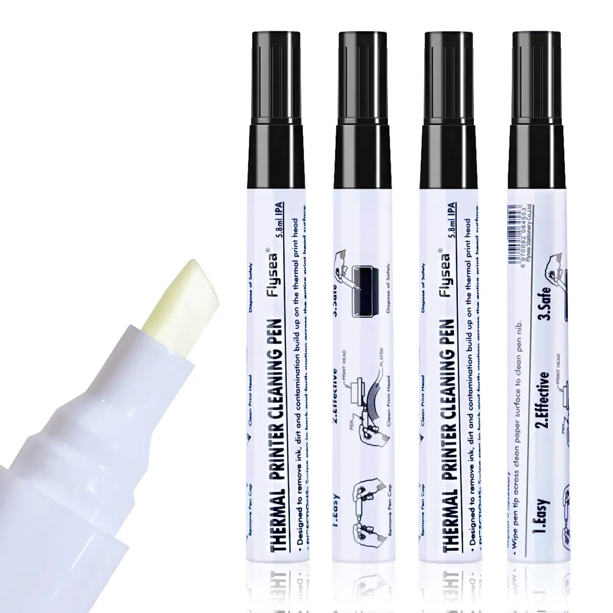 Deftun Thermal Print Head Cleaning Pens 12pcs (0.5in x 0.5in x 5.5in) | For Receipt, Shipping, Label, POS, Card Printers - main product image