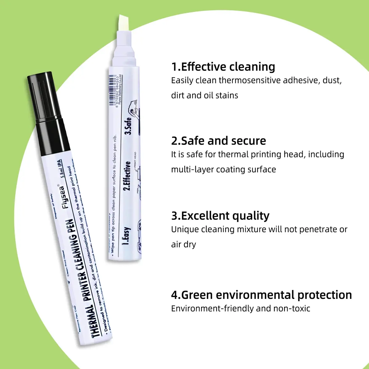 Deftun Thermal Print Head Cleaning Pens 12pcs (0.5in x 0.5in x 5.5in) | For Receipt, Shipping, Label, POS, Card Printers - view 3