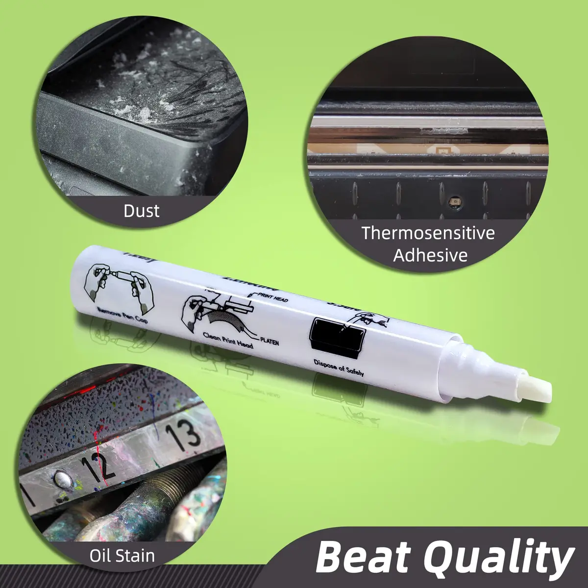 Deftun Thermal Print Head Cleaning Pens 12pcs (0.5in x 0.5in x 5.5in) | For Receipt, Shipping, Label, POS, Card Printers - view 4