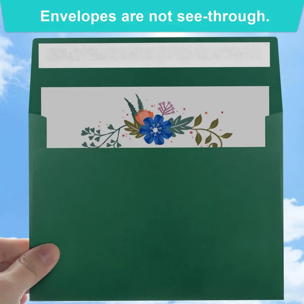 Joyberg Dark Green A4 Envelopes 10.8cm x 16cm (4.25 x 6.25 inches) | 65 Pack Self Seal for Invitations - view 4
