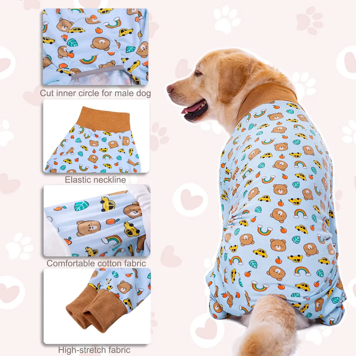 Yeapeeto Dog Recovery Suit After Surgery Medium Large | Cone Alternative & Wound Protector - view 4