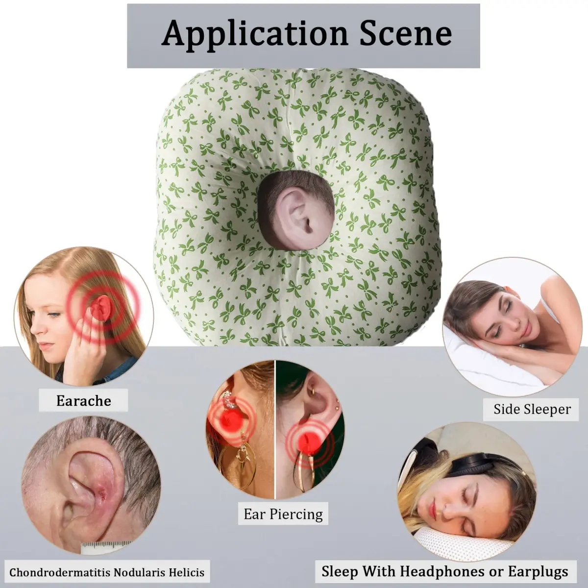 Wuronsa Ear Piercing Pillow with Hole for Cartilage Piercings, CNH Support | 23cm (9") Round Pillow - view 2