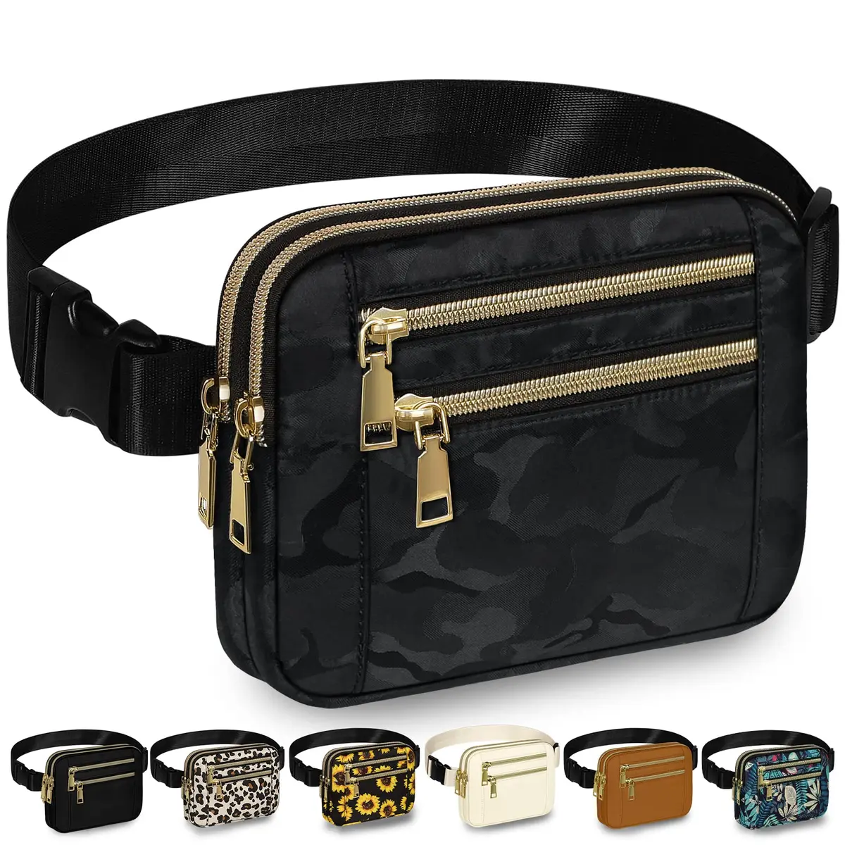 Capolo Waist Pack for Women 4 Zip Pockets | Water-Resistant Casual Belt Bag (7.4*5.7*1.5in) - main product image