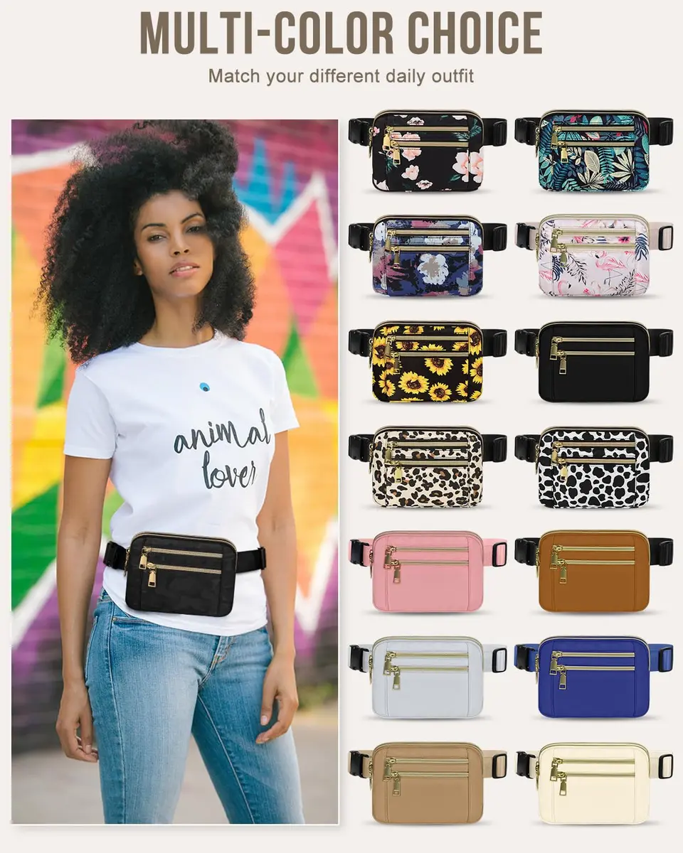 Capolo Waist Pack for Women 4 Zip Pockets | Water-Resistant Casual Belt Bag (7.4*5.7*1.5in) - view 6