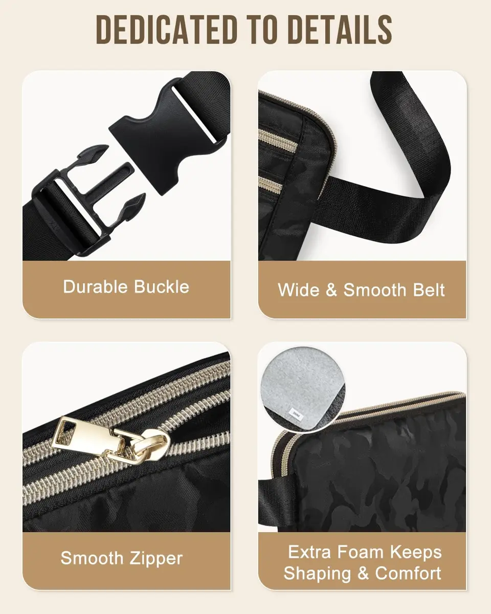 Capolo Waist Pack for Women 4 Zip Pockets | Water-Resistant Casual Belt Bag (7.4*5.7*1.5in) - view 4