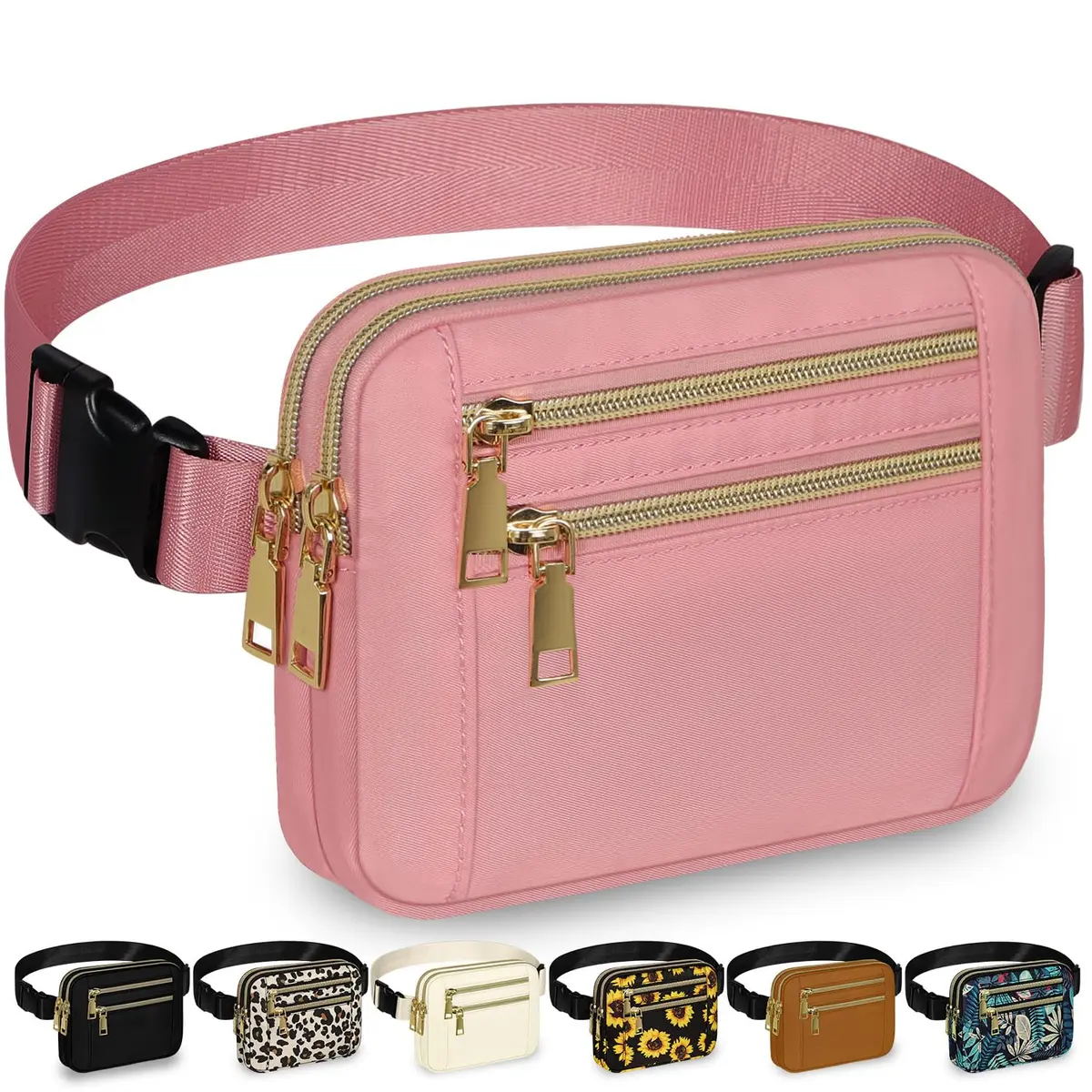 Capolo Waist Pack for Women 4 Zip Pockets | Water-Resistant, Adjustable Belt, Crossbody Style - main product image