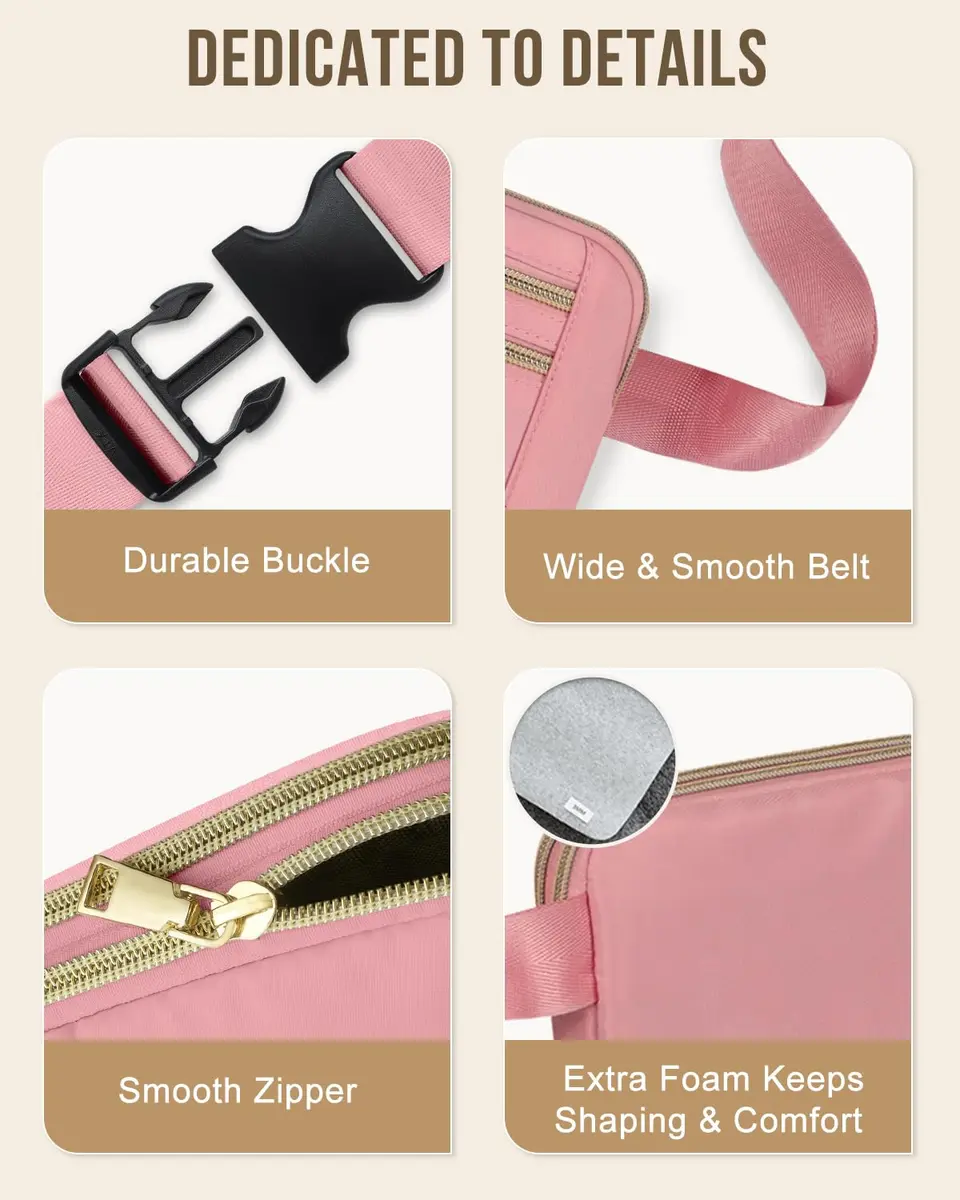 Capolo Waist Pack for Women 4 Zip Pockets | Water-Resistant, Adjustable Belt, Crossbody Style - view 5