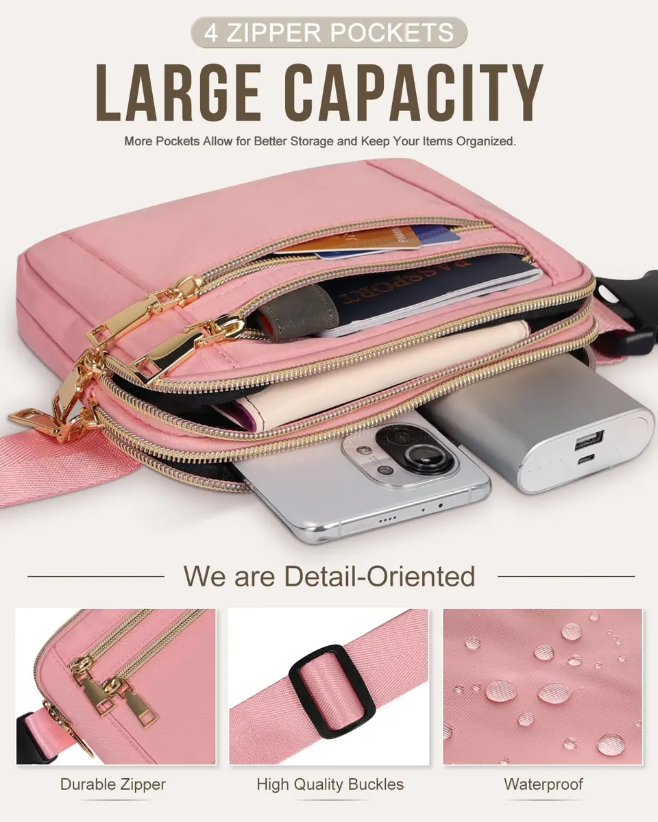 Capolo Waist Pack for Women 4 Zip Pockets | Water-Resistant, Adjustable Belt, Crossbody Style - view 4