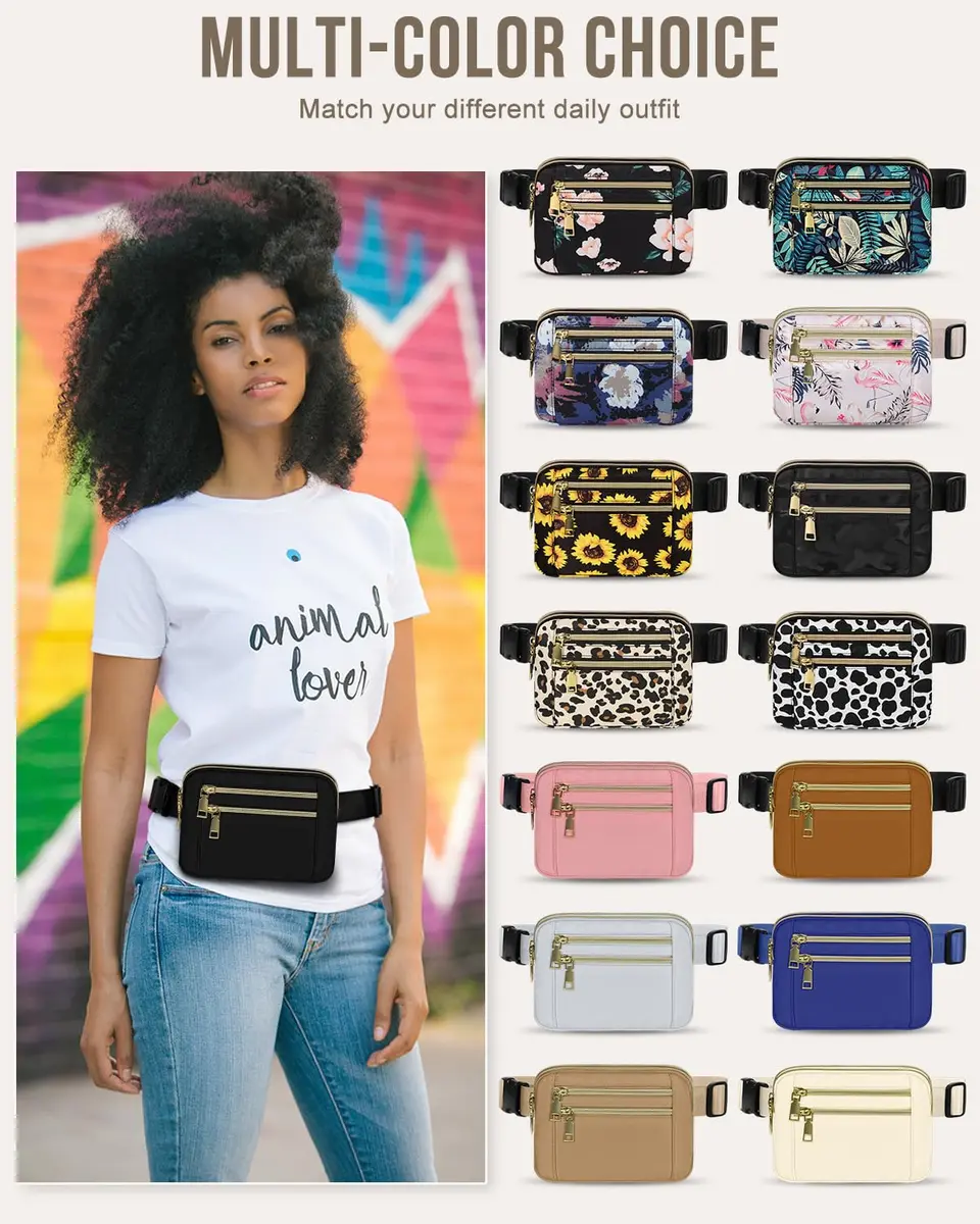 Capolo Waist Pack for Women 4-Zip Crossbody Belt Bag | Water-Resistant, Adjustable, Travel Essential - view 6