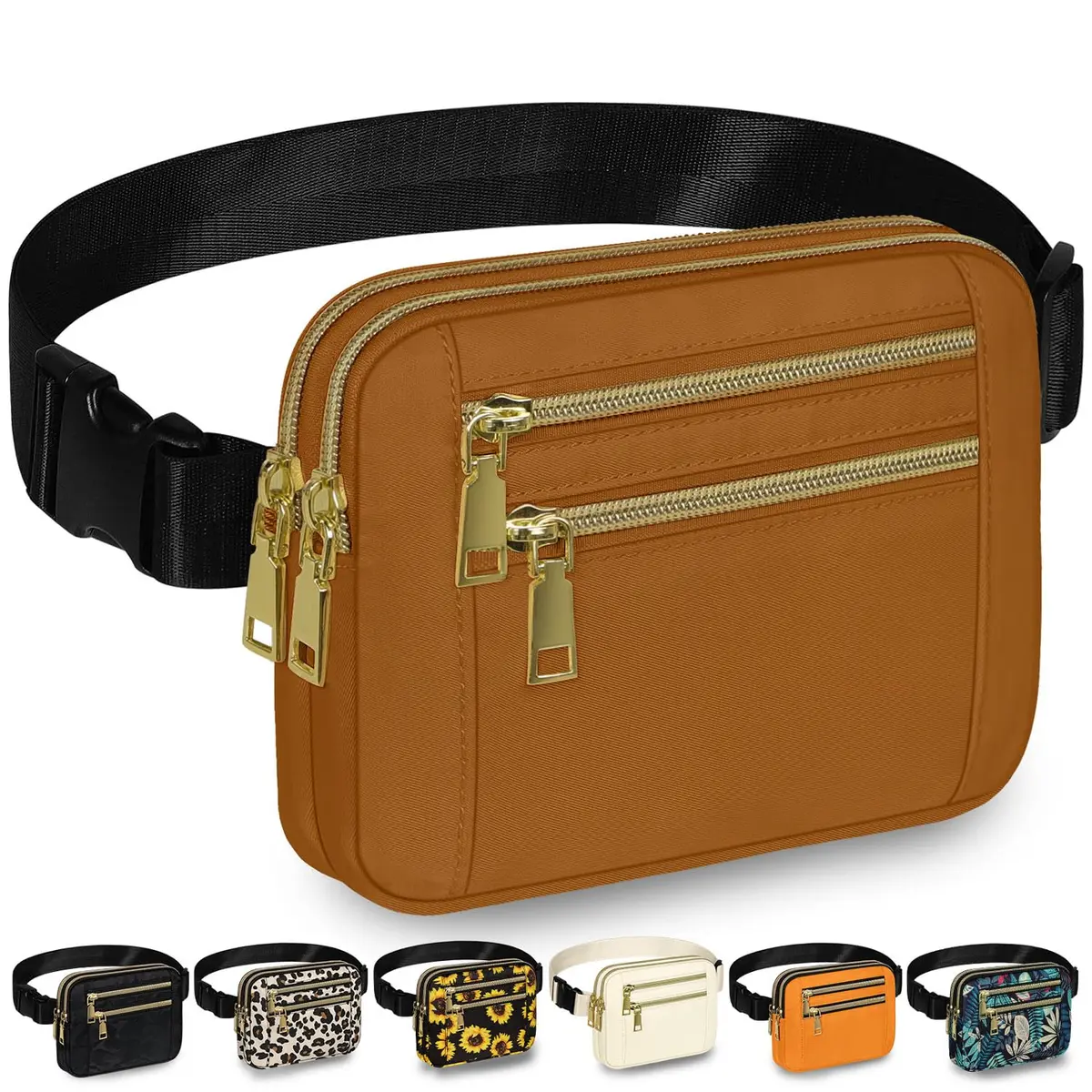 Capolo Waist Pack for Women 4 Zip Pockets | Water-Resistant Casual Belt Bag (7.4x5.7 inch) - main product image