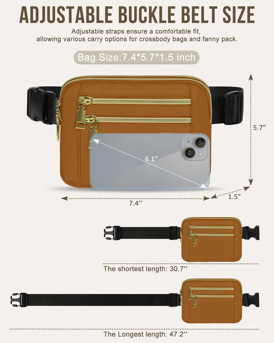 Capolo Waist Pack for Women 4 Zip Pockets | Water-Resistant Casual Belt Bag (7.4x5.7 inch) - view 5