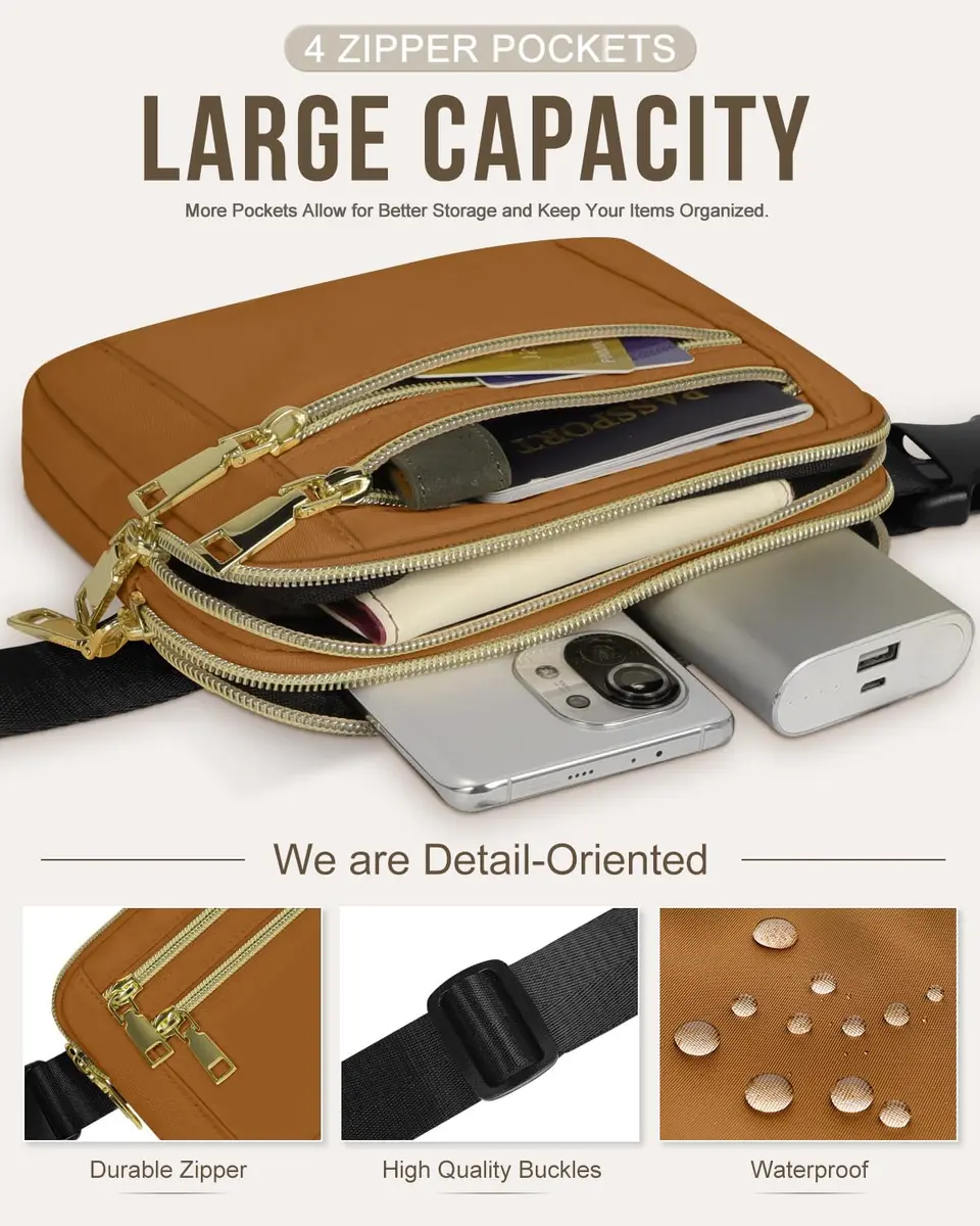 Capolo Waist Pack for Women 4 Zip Pockets | Water-Resistant Casual Belt Bag (7.4x5.7 inch) - view 3