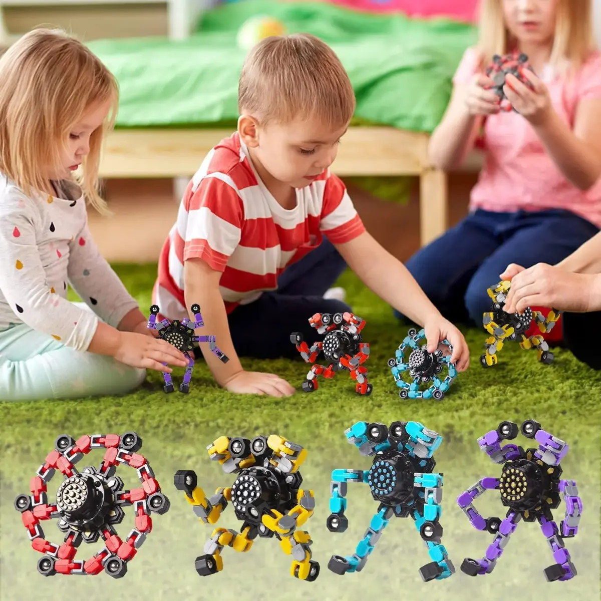 Gokeey Transformable Fidget Spinners 4-Pack | ASTM-Tested Educational Toy for Kids 3-12 Years - view 3