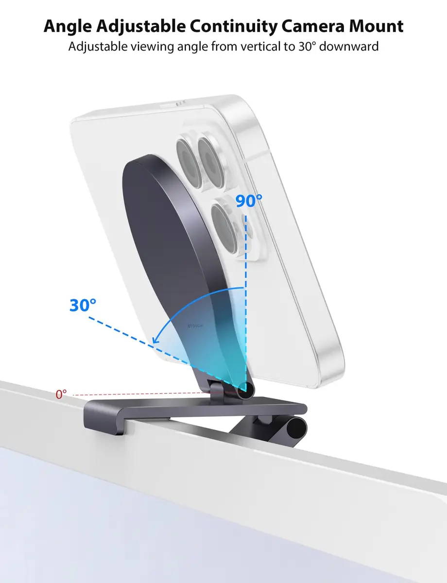 Stouchi Mag-Safe Continuity Camera Mount for iMac, Monitors & Apple TV 4K | Grey Aluminum Alloy - view 5
