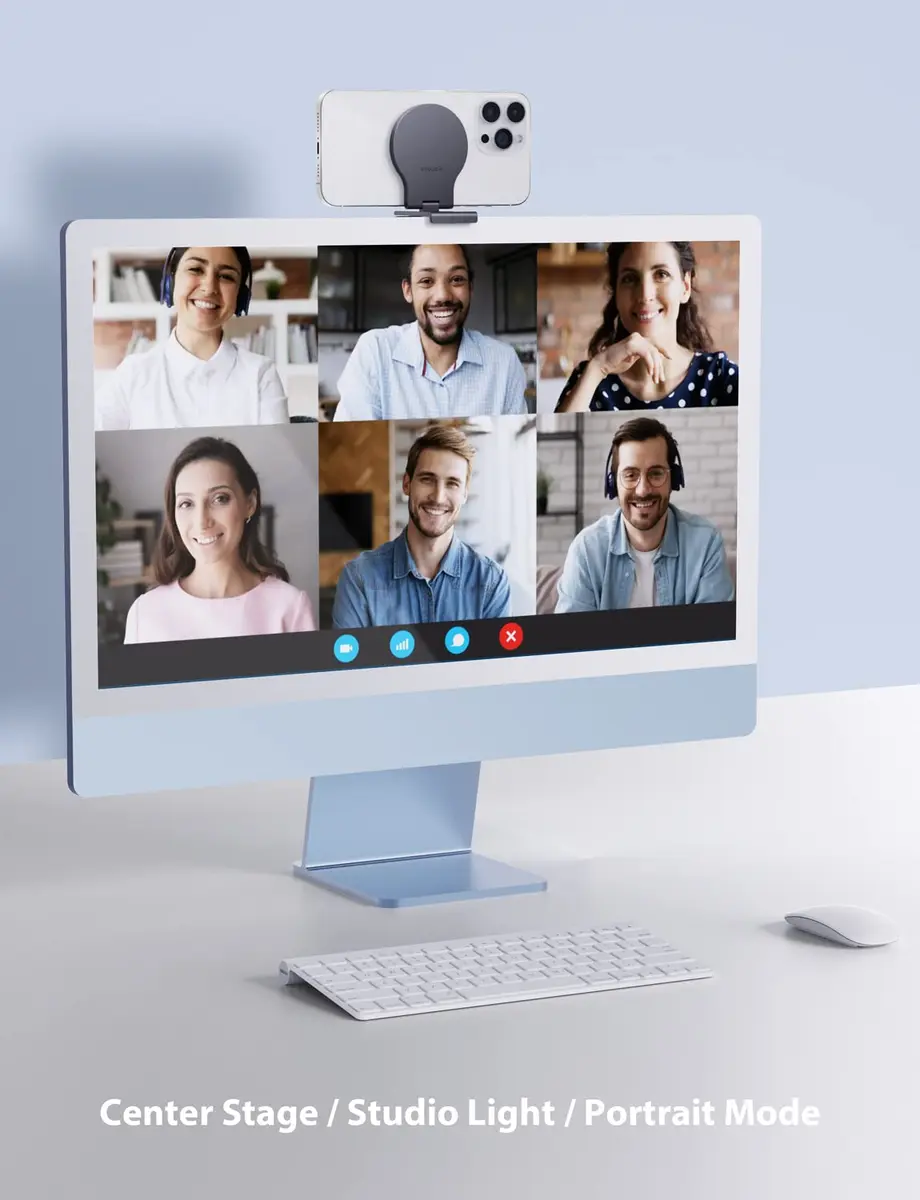 Stouchi Mag-Safe Continuity Camera Mount for iMac, Monitors & Apple TV 4K | Grey Aluminum Alloy - view 4