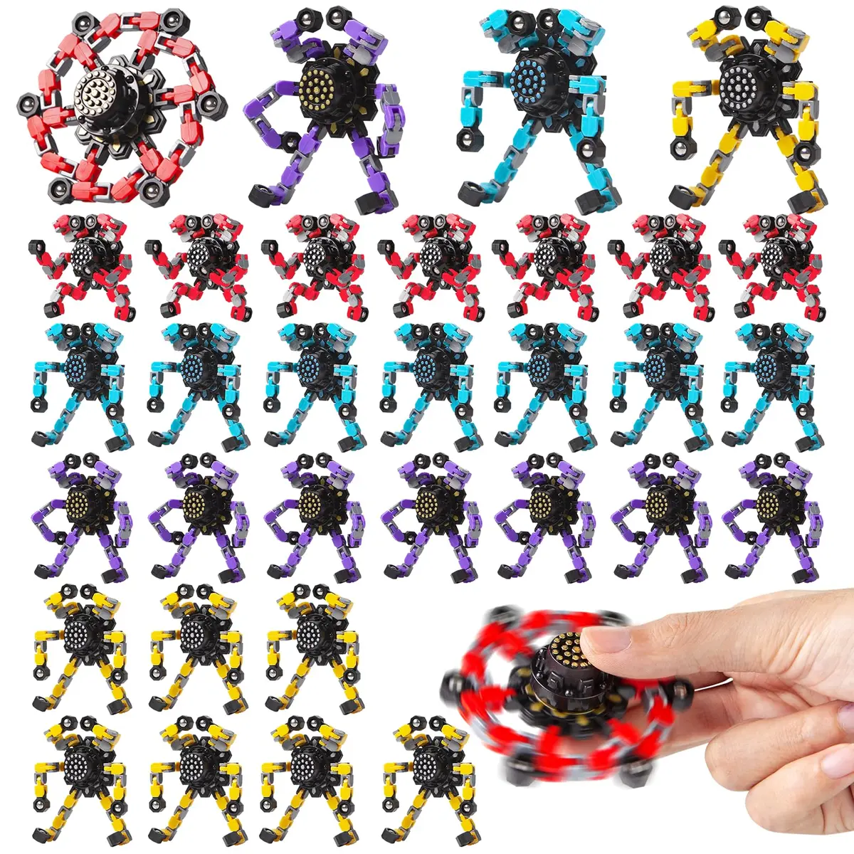 Gokeey Transformable Fidget Spinners 32-Pack (4cm x 4cm x 2.5cm) | STEM Learning Toys for Kids 8-12 - main product image
