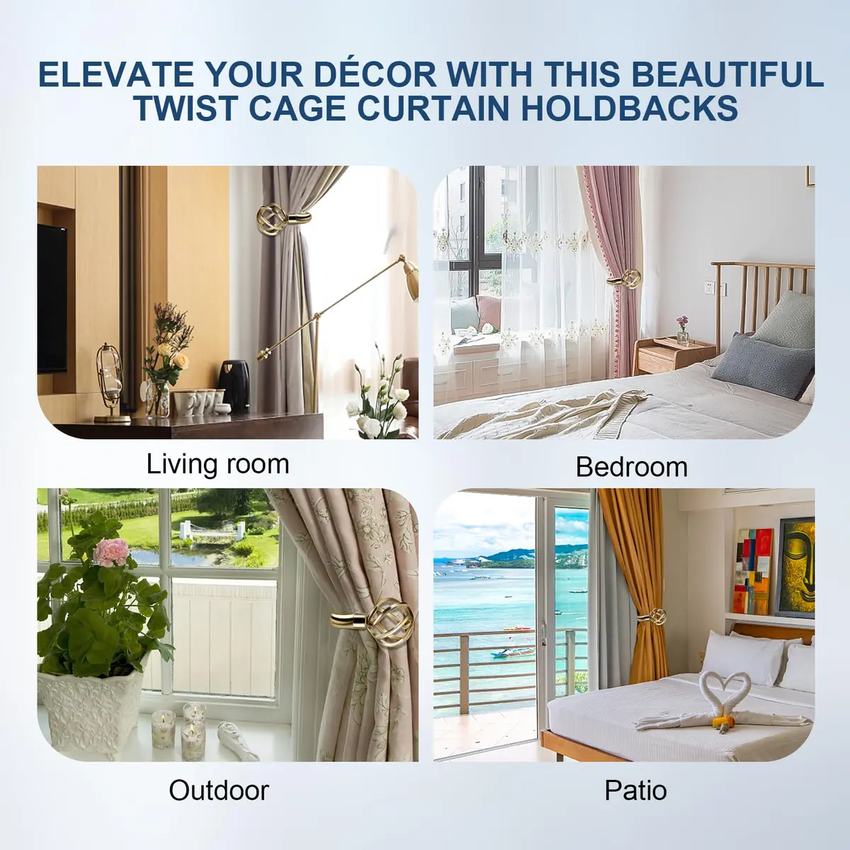 HIKMLK Handmade Metal Curtain Holdbacks 2pcs | Heavy Duty Wall Hooks for Drapes & Windows - view 7