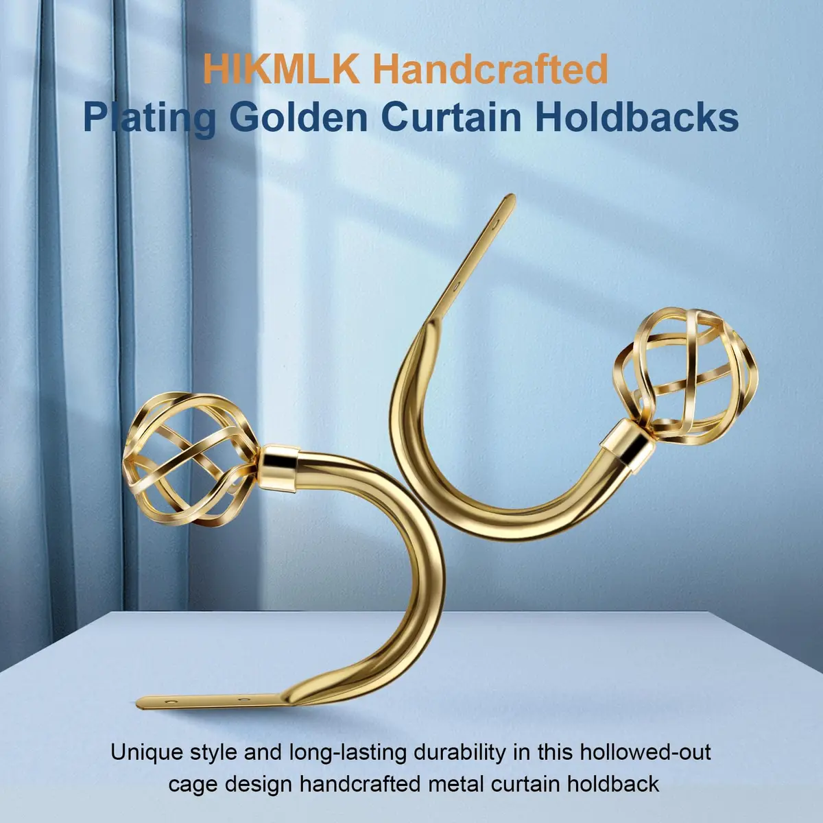 HIKMLK Handmade Metal Curtain Holdbacks 2pcs | Heavy Duty Wall Hooks for Drapes & Windows - view 2