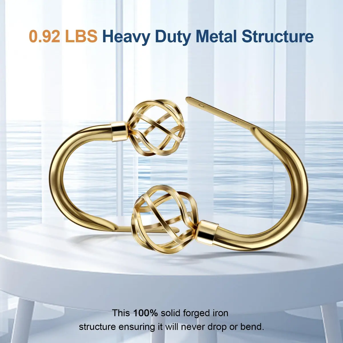 HIKMLK Handmade Metal Curtain Holdbacks 2pcs | Heavy Duty Wall Hooks for Drapes & Windows - view 3