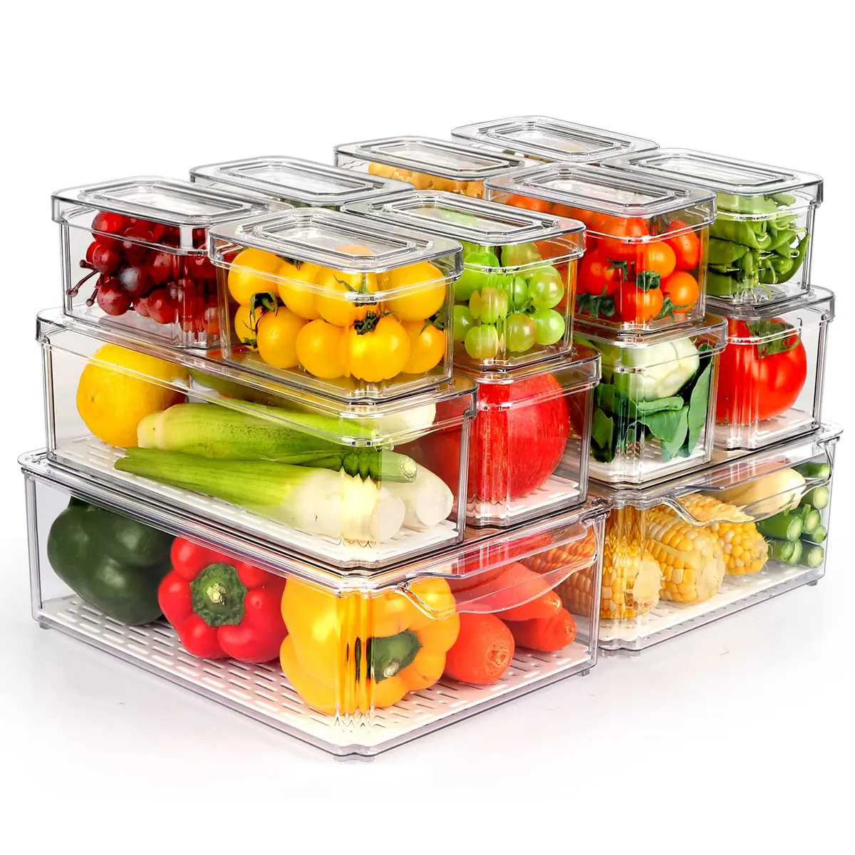 ZIJUND 14 Pack Food Storage Container Sets with Lids | Stackable, BPA-Free PET, 3 Sizes for Fridge & Pantry - main product image