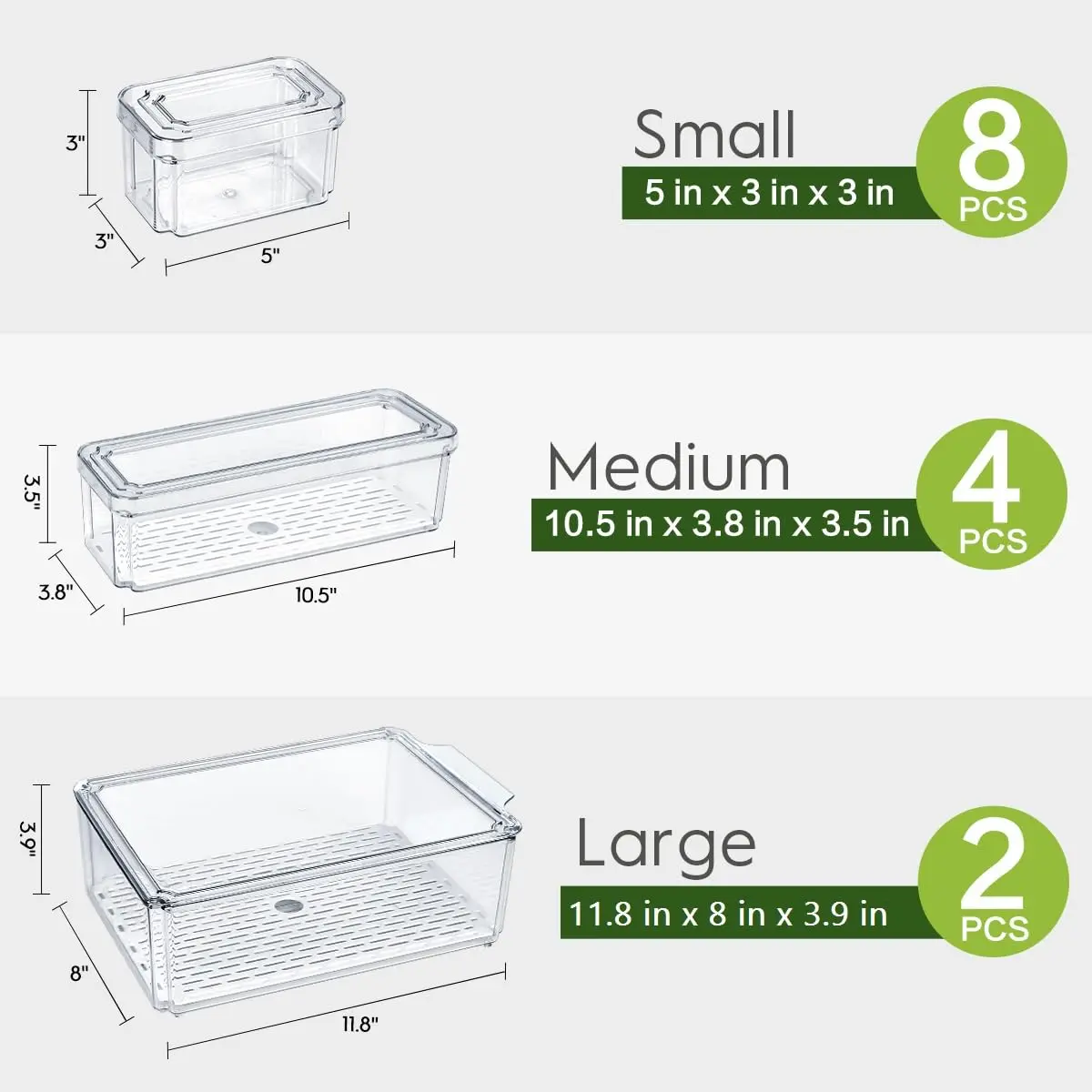 ZIJUND 14 Pack Food Storage Container Sets with Lids | Stackable, BPA-Free PET, 3 Sizes for Fridge & Pantry - view 6