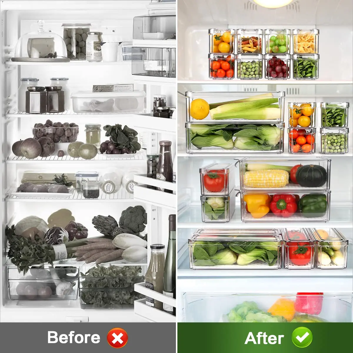 ZIJUND 14 Pack Food Storage Container Sets with Lids | Stackable, BPA-Free PET, 3 Sizes for Fridge & Pantry - view 3