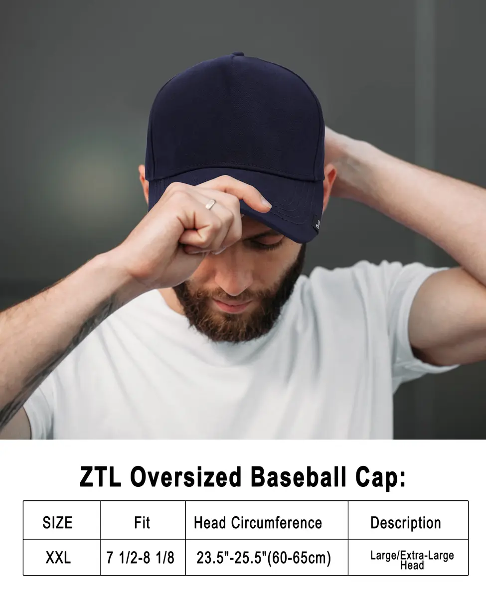 ZTL Oversize XXL Baseball Cap for Men, Extra Large Hat for Big Heads 23.6"-25.6" | Plus Size Structured Dad Trucker Hat - view 4