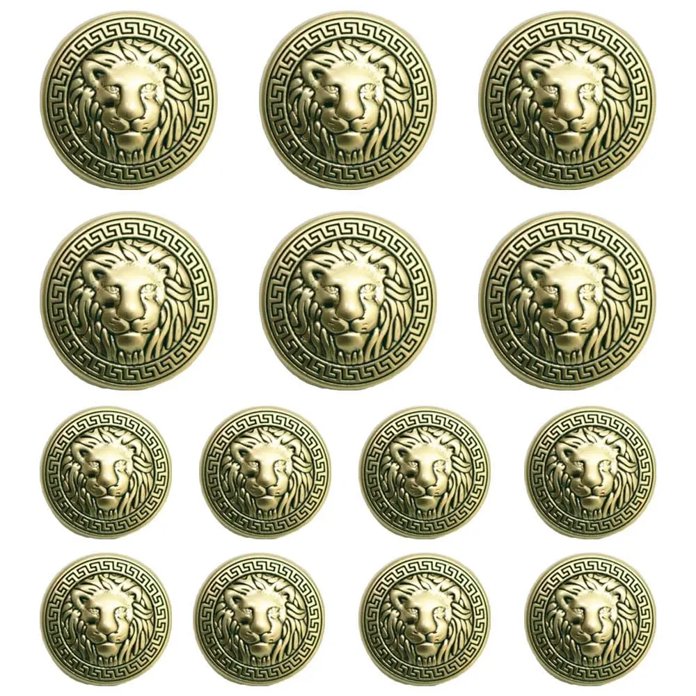MebuZip 14PCS Lion Gold Metal Blazer Button Set 18MM 23MM | Stylish, Durable & Easy to Sew - main product image
