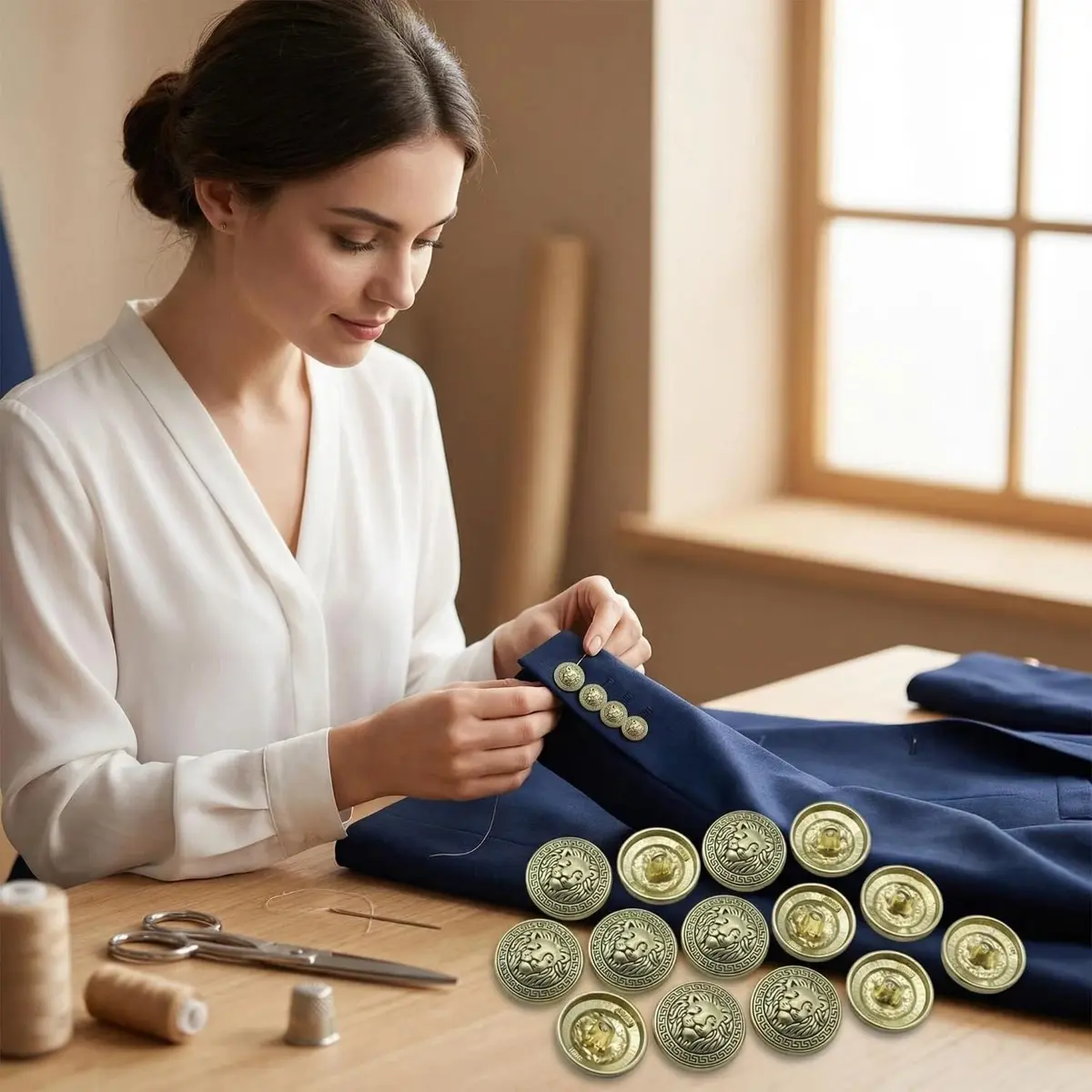 MebuZip 14PCS Lion Gold Metal Blazer Button Set 18MM 23MM | Stylish, Durable & Easy to Sew - view 5