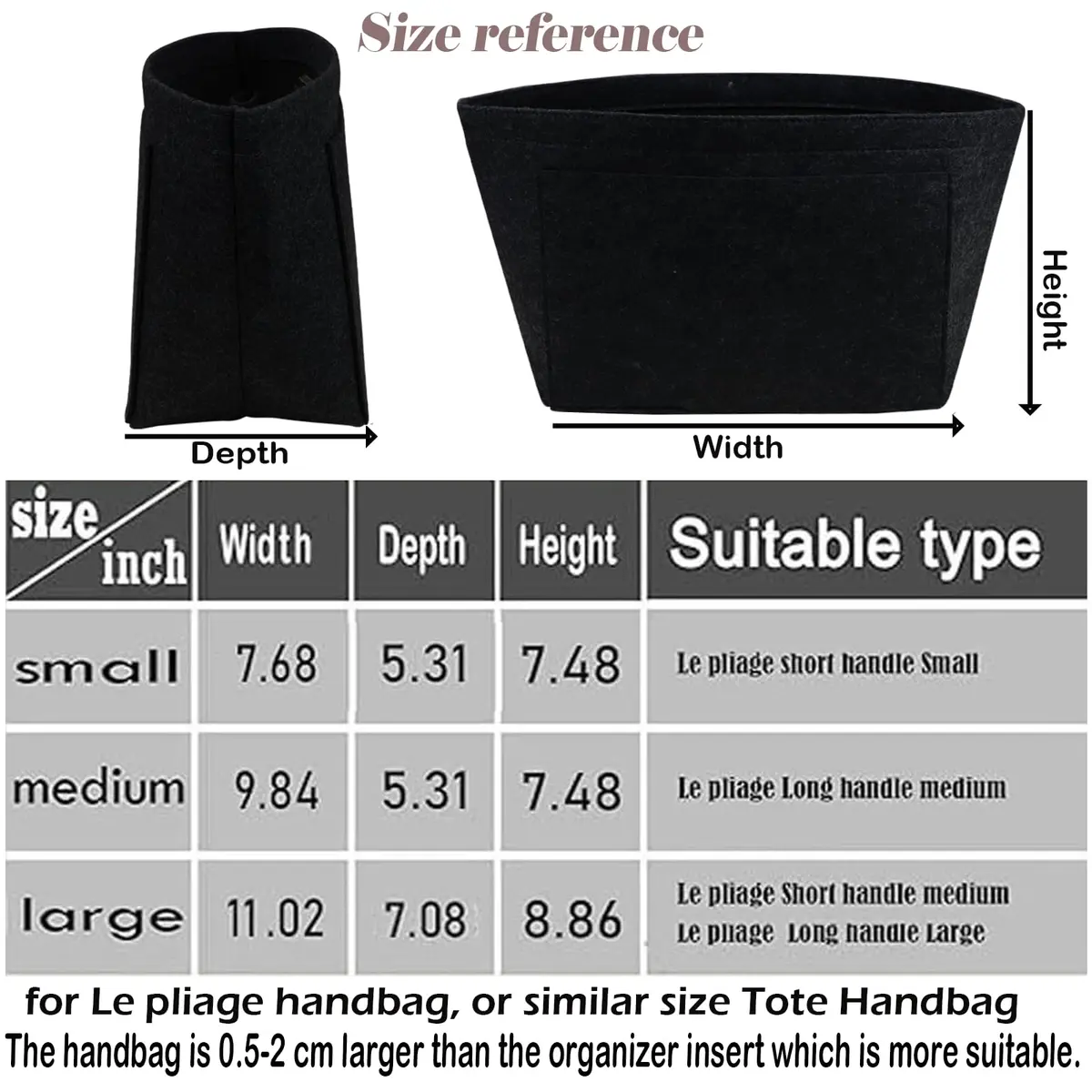 Lckaey Purse Organizer Insert for le pliage large bags | Felt Bag Organizer for Women (Large) - view 2