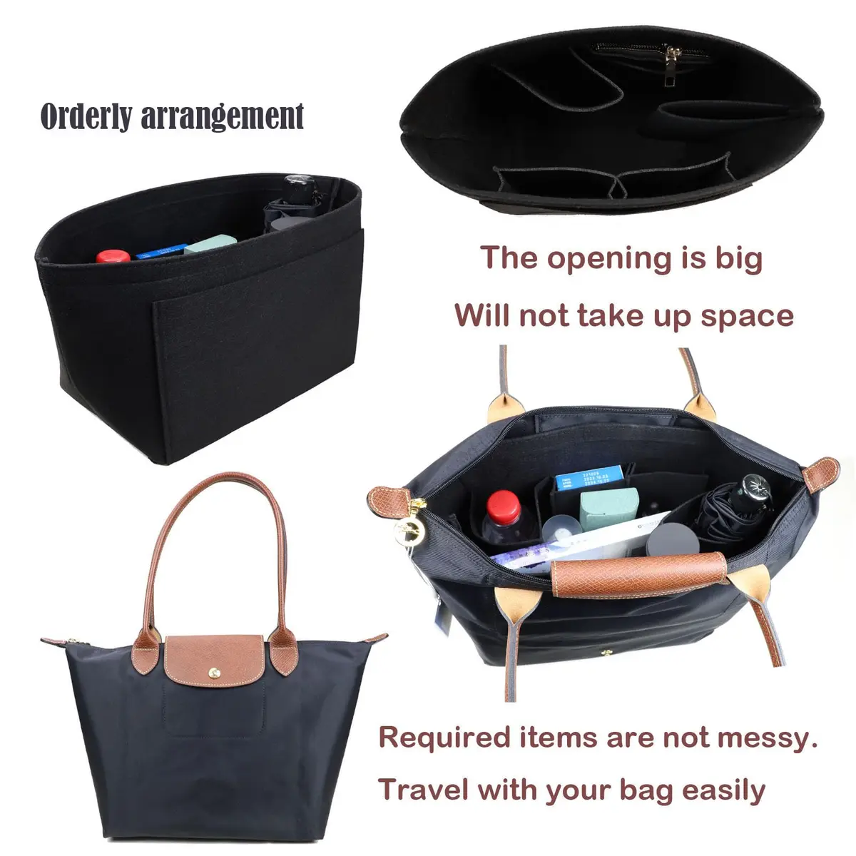 Lckaey Purse Organizer Insert for le pliage large bags | Felt Bag Organizer for Women (Large) - view 3