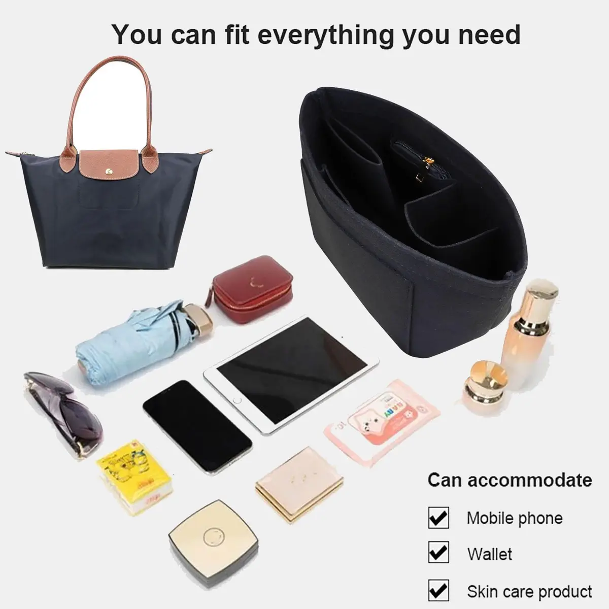 Lckaey Purse Organizer Insert for le pliage large bags | Felt Bag Organizer for Women (Large) - view 4