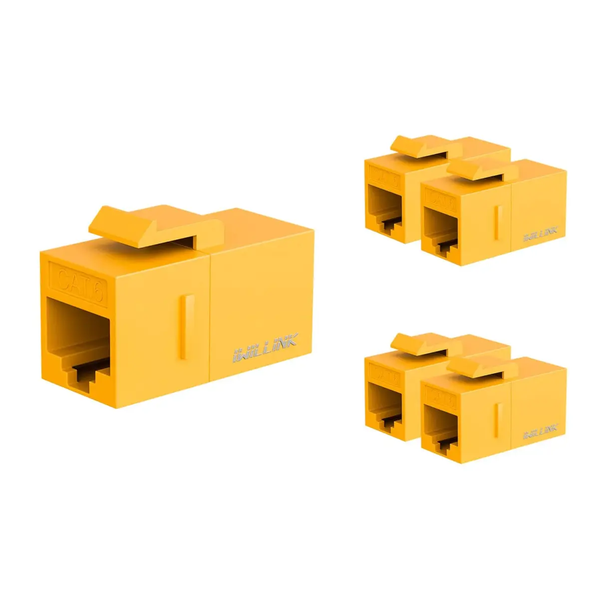 iwillink Cat6 Keystone Coupler 5-Pack Yellow | Connects Two Ethernet Cables for 10Gbps Speeds - main product image
